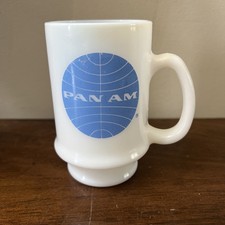 Vintage 1974 Pan Am Glass Mug Milk Glass