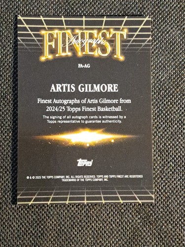 2024-25 Topps Finest Artis Gilmore Finest Autographs Auto Black Geometric /25 - Picture 6 of 7