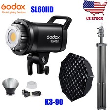 GODOX SL60IID 70W LED Video Light Support APP Control K3-90 Grid Softbox Stand