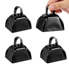 4pcs Cow Bells for Football Games, 3inch Cowbells for Sporting Events, Black