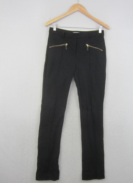 Jane Lamerton Pants Womens 8 Black Slim Leg Gold Zip Pocket Stretch Work Pants