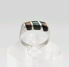 Taxco Sterling Silver Vintage Tiger's Eye & Malachite Inlay Ring Size 8.5 — photo 3