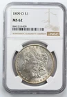 See Description - Certified 1899-O Morgan Silver Dollar NGC MS62 $1