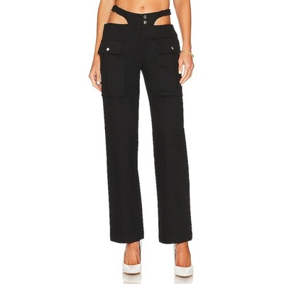 Camila Coelho 'Zenna' Black Cotton Cargo Pant Size XS - NWT