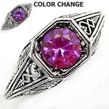 1CT Natural Alexandrite 925 Sterling Silver Filigree Ring Jewelry Sz 7