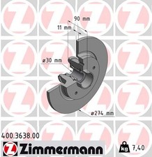 2x Bremsscheibe ZIMMERMANN 400.3638.00 f&uuml;r MERCEDES CITAN Gro&szlig;raumlimousine W415