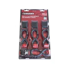 4 PACK Cam Buckle Tie-Down Straps with S Hook 1 In. X 10 Ft Heavy Duty Strap