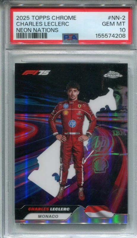2025 Topps Chrome F1 #NN-2 Charles Leclerc Neon Nations PSA 10 Gem Mint