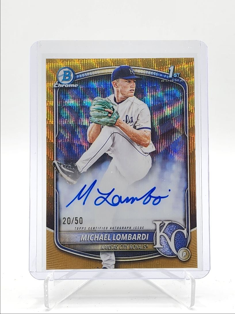 MICHAEL LOMBARDI 2025 BOWMAN CHROME DRAFT 1ST GOLD WAVE AUTO /50 Q6821