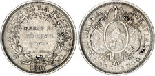MONEDA Bolivia 1/2 Boliviano / 50 Centavos 1897 PTS CB KM# 161.5 Plata Potosí XF