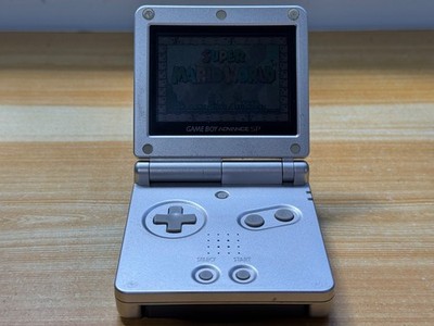 Nintendo Gameboy Advance SP AGS001 Ice Metallic Silver Handheld System Console