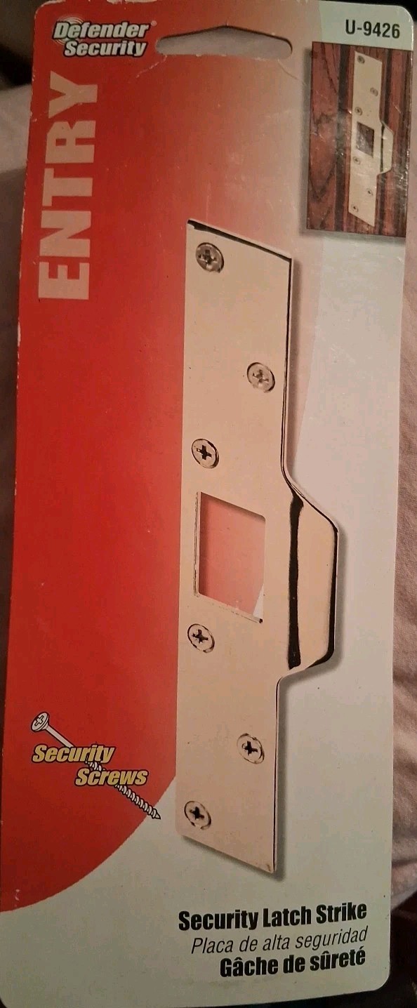Defender Security Polished Brass 1-1/4 In. Lip Security Strike Plate U 9426