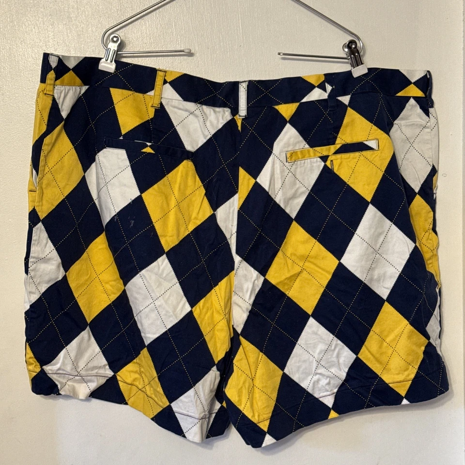 Pantalones cortos de golf Loudmouth para hombre talla 44 azul y amarillo diamante grandes y altos Foto 3 de 4