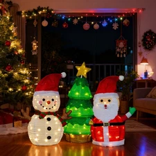 Christmas Santa, Snowman, Tree 31in for In/Outdoor Yard Decor with LED Light