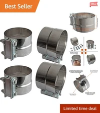 4-Pack 5" Lap Joint Exhaust Clamps in 304 Stainless Steel - Secure and Durable
