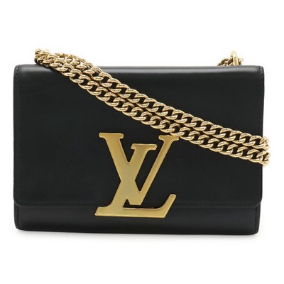 Louis Vuitton Pochette Louise MM Shoulder Bag Chain Leather Noir Black
