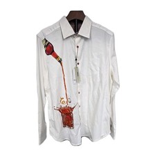 Robert Graham NWT Bevande Casual Button Down Shirt Large Classic Fit in White