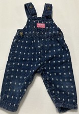 Vintage 90s OshKosh B'Gosh MADE IN USA Floral Denim Genuine Overalls 12 Months