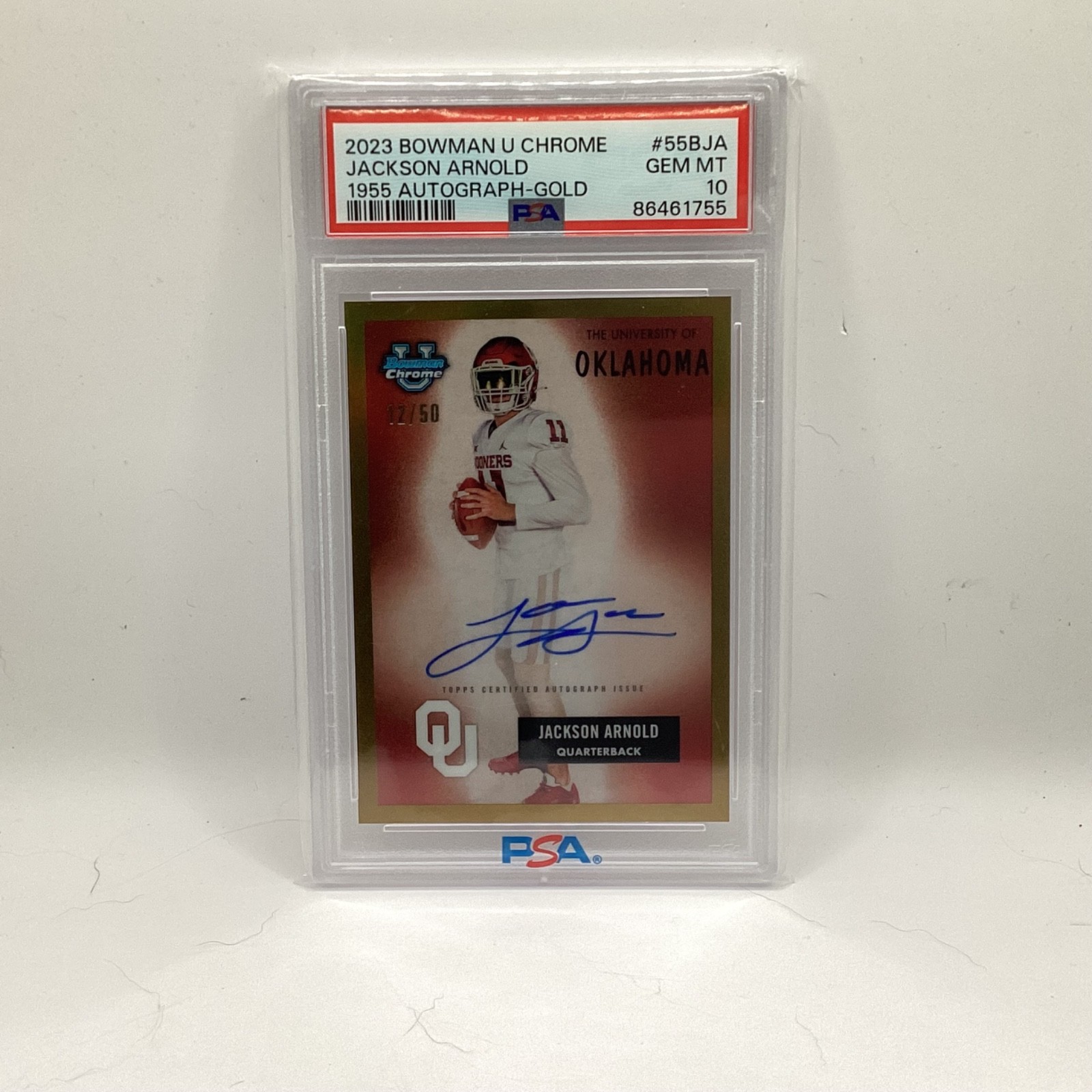 2023 Bowman U Chrome 1955 GOLD Jackson Arnold /50 Auto RC Gem Mint PSA 10