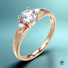 Anillo chapado en oro rosa oro 585 laminado circonita elegante anillo de noche