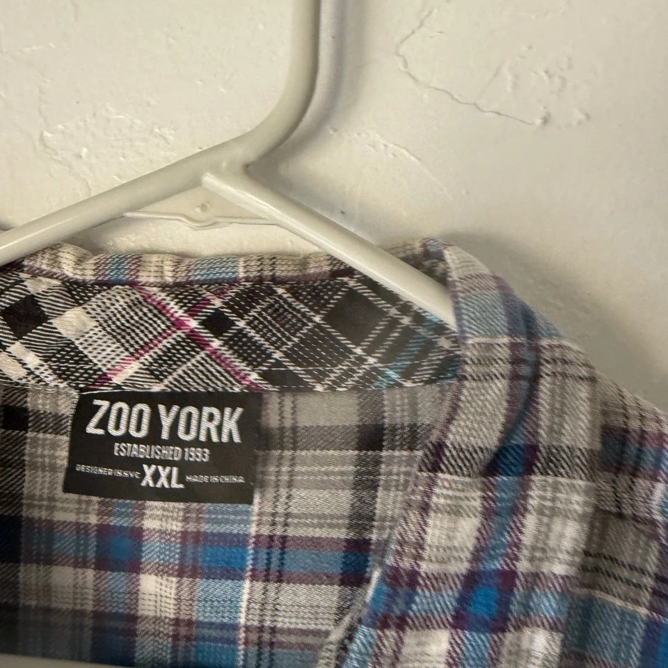Camisa Zoo York XXL Azul a Cuadros Manga Larga Con Botones - Establecida 1993 Foto 4 de 4