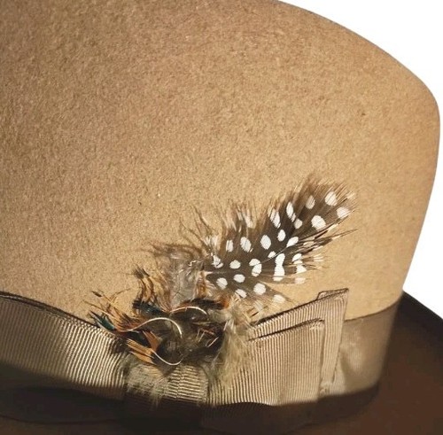 Vintage Bruno Capelo Godfather Brown Wool Fedora Hat Leather Band Feather SZ S - Picture 7 of 12