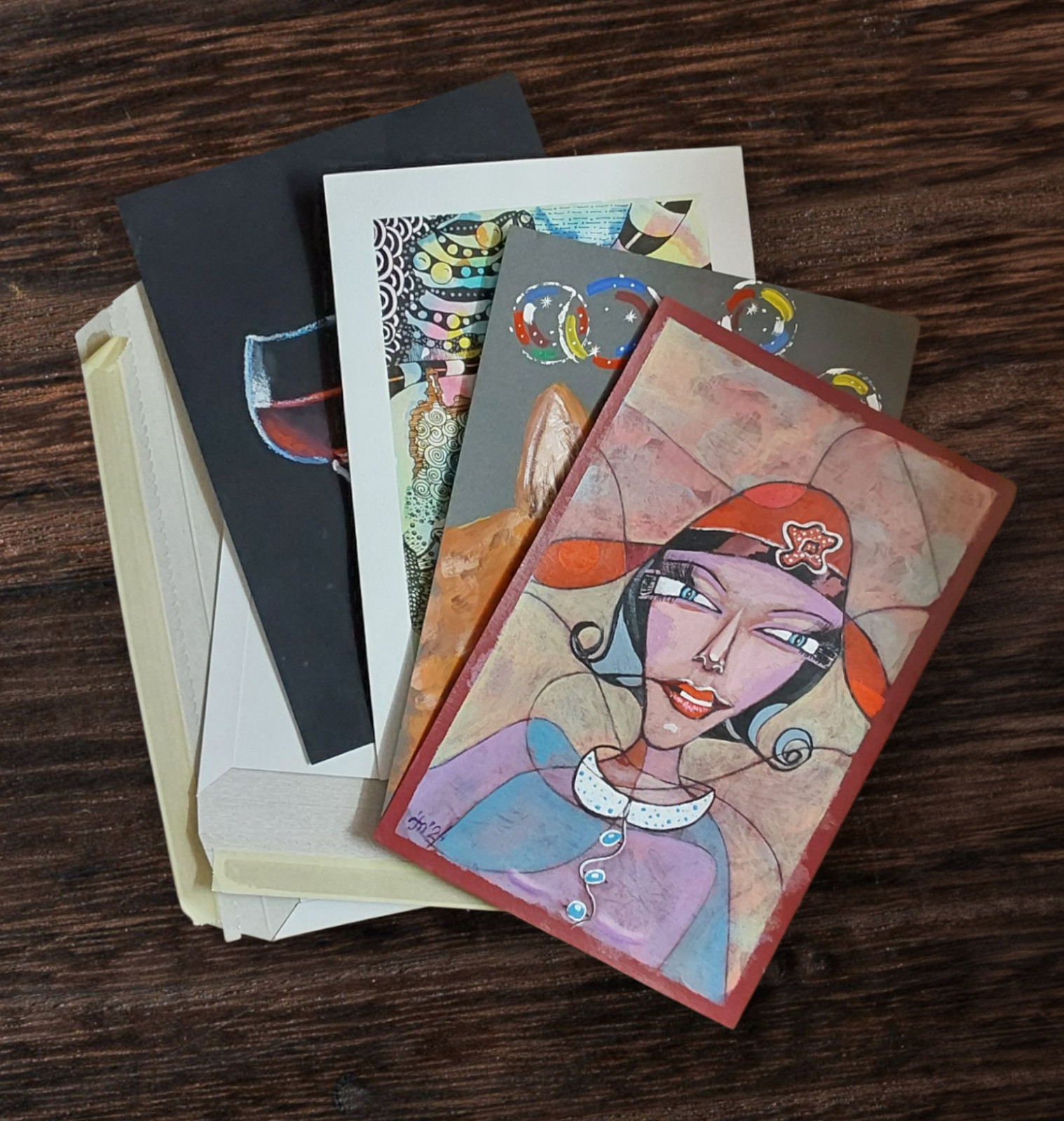 Abstraction Funny Woman Face modern original painting Portrait 1 Wall art OOAK