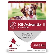 K9 Advantix II Flea and Tick Prevention for Large Dogs 21-55 Pounds , 4 Pack