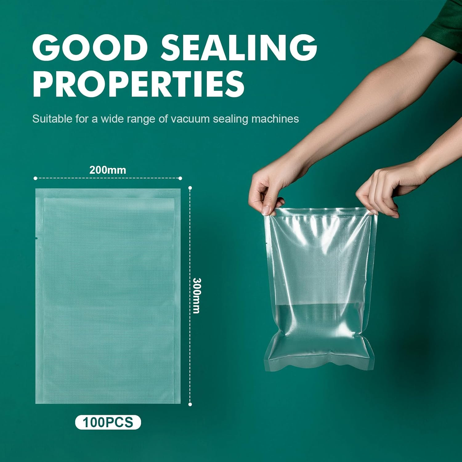 GH80 Sacchetti Sottovuoto Alimenti 20X30 - 100 Buste Goffrate Universali - 2