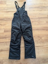 Kids Lands End Black Squall Waterproof Insulated Iron Knee Snow Pants Bibs sz 14