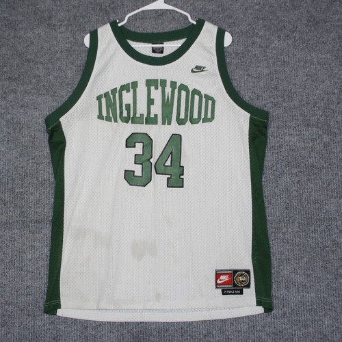 Vintage Nike Mens XL Inglewood Basketball Jersey 34 Pierce 1996 White Green