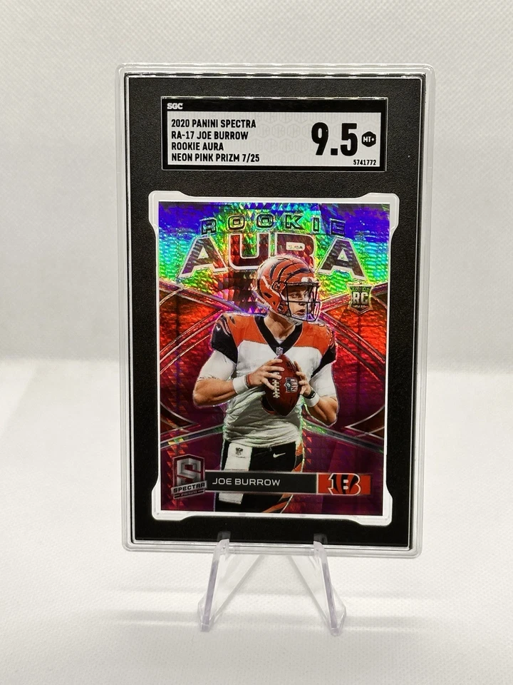 2020 Spectra Joe Burrow Aura Neon Pink #/25 Rookie SGC 9.5 NEW SLAB GEM MINT SP - Image 2 of 4