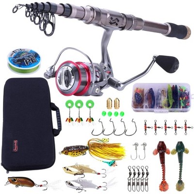 Angelruten Rolle Combos Kohlefaser Teleskop 210cm  Faltbar