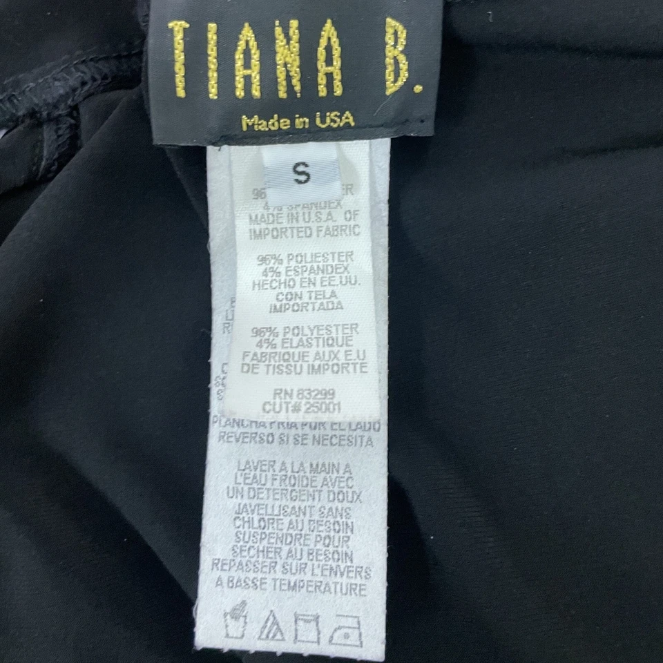 Vestido Tiana B Envolvente Negro Vintage Talla S Hasta la Rodilla Manga Larga Cóctel Fiesta Foto 4 de 4