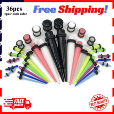 36 Pcs Acrylic Ear Stretching Gauge Kit Taper Tunnel Plug 14G-00G Piercing Set