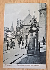 Postcard Germany Bremen Turnbläser Brunnen Fountain And Rathaus City Hall