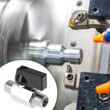 1/4"Male Black handle double external thread polished ball valve 1.57" 1 Pc