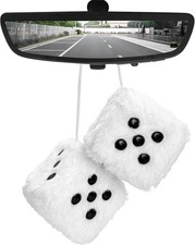 Fuzzy Plush Dice For Car Mirror 3 Inch Pair Of Retro Square Mirror Ornament Sof
