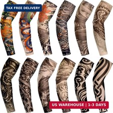 Geyoga 12 Pcs Tattoo Sleeves Fake Arm Sleeves Cover Realistic Soft Elasticity UV
