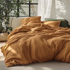 Linen Duvet Cover King - King 104" x 90" 01 - Pumpkin Yellow No Comforter 