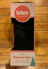Totes Toasties Women's Slippers BLACK L 8-9 Memory Foam Rubber Sole -New  Fr Sh
