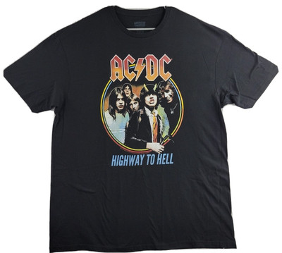 AC DC Highway To Hell Graphic Black Retro T-shirt Mens XL