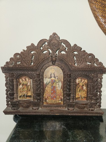 Religious Retable, Peruvian Cusco Style Oil Painting 