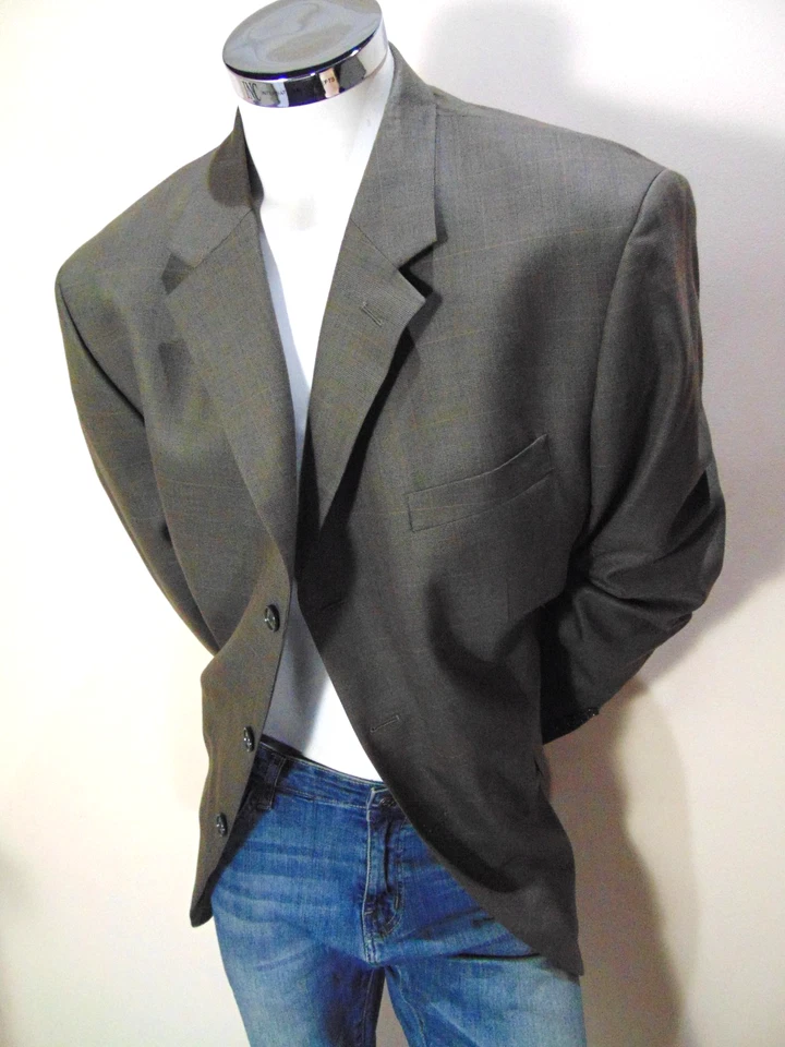 Blazer Jones New York Para Hombres 48R Marrón Traje de Lana a Cuadros Chaqueta Abrigo Deportivo Sin Ventilación Foto 2 de 4