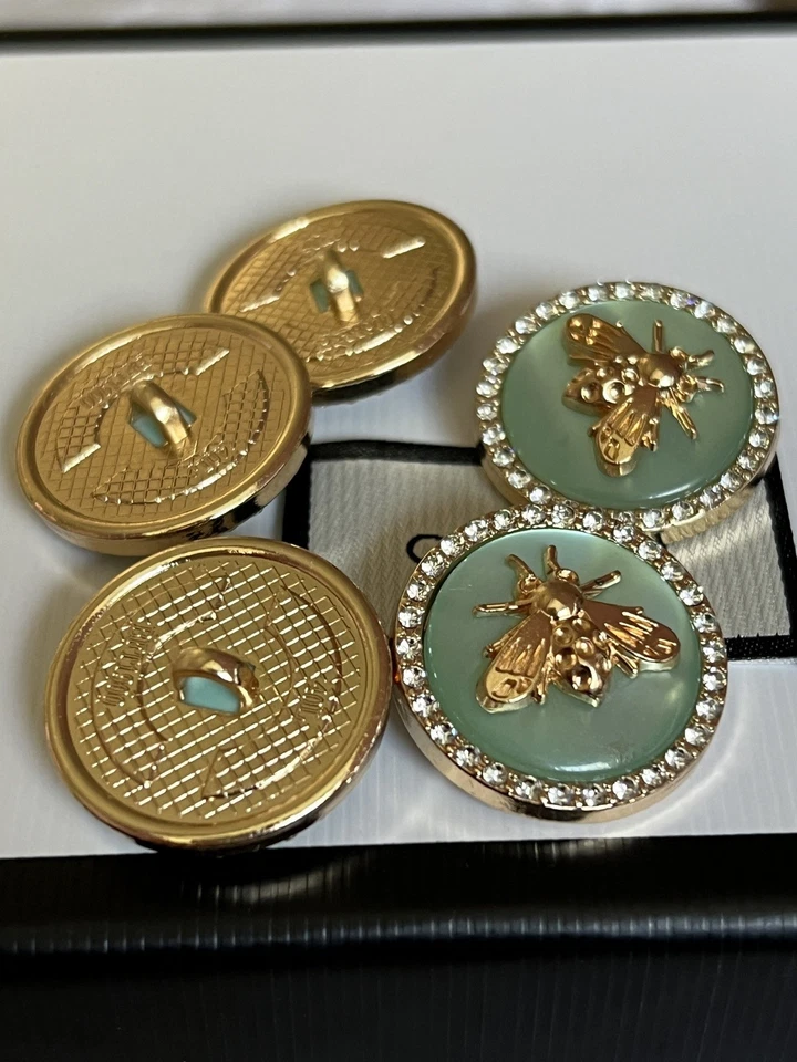 Lot of 7 Ø 0,98 inch GUCCI BEE BUTTONS 25 mm GG logo Rhinestone Designer - Image 4 of 4