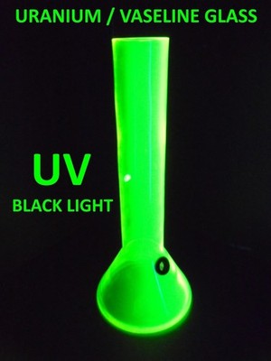 URANIUM GLASS - Uranium Vaseline - ''DRILLED'' Hookah Tobacco WATER - 15''x6''