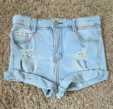 Girls Size 10 Blue Light Wash Distressed Deni...