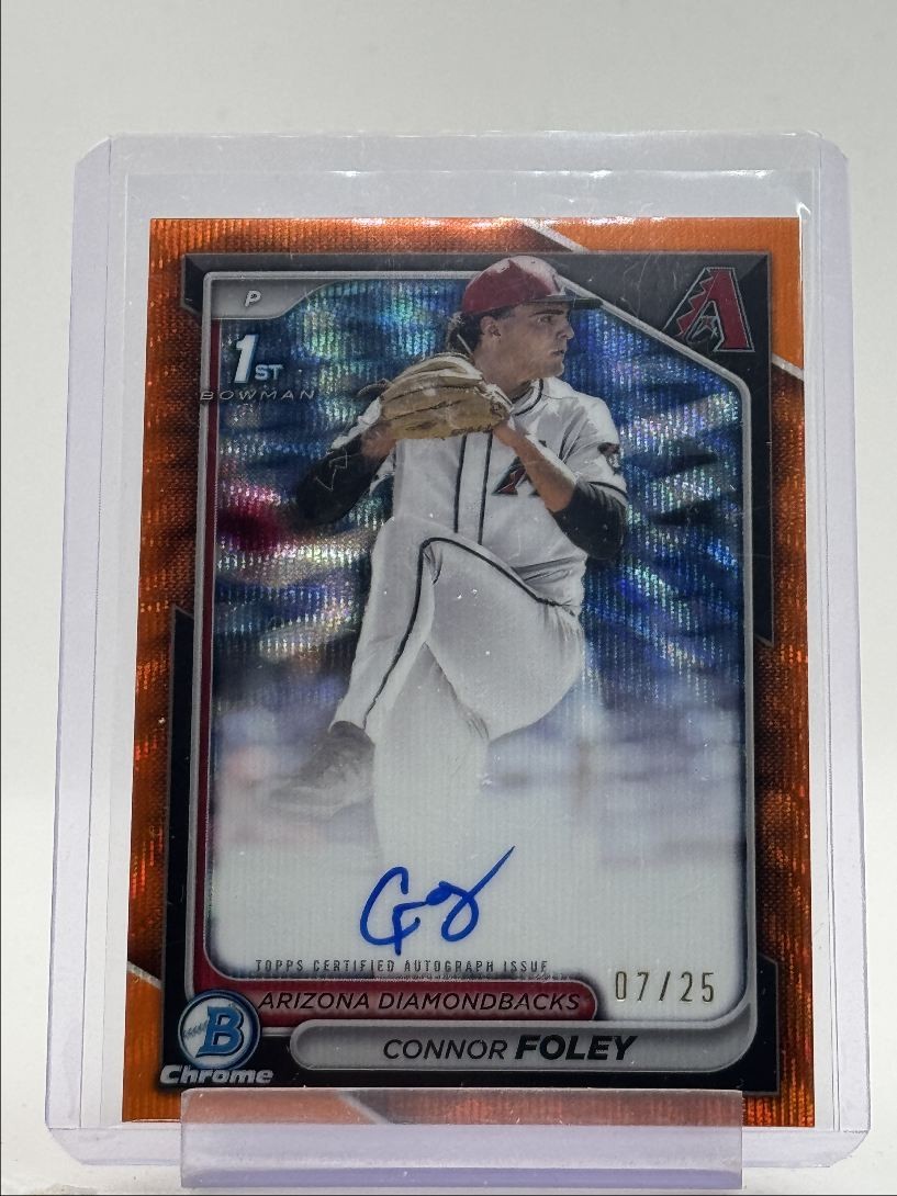 CONNOR FOLEY 2024 BOWMAN CHROME DRAFT 1ST ORANGE WAVE AUTO /25 Q3855