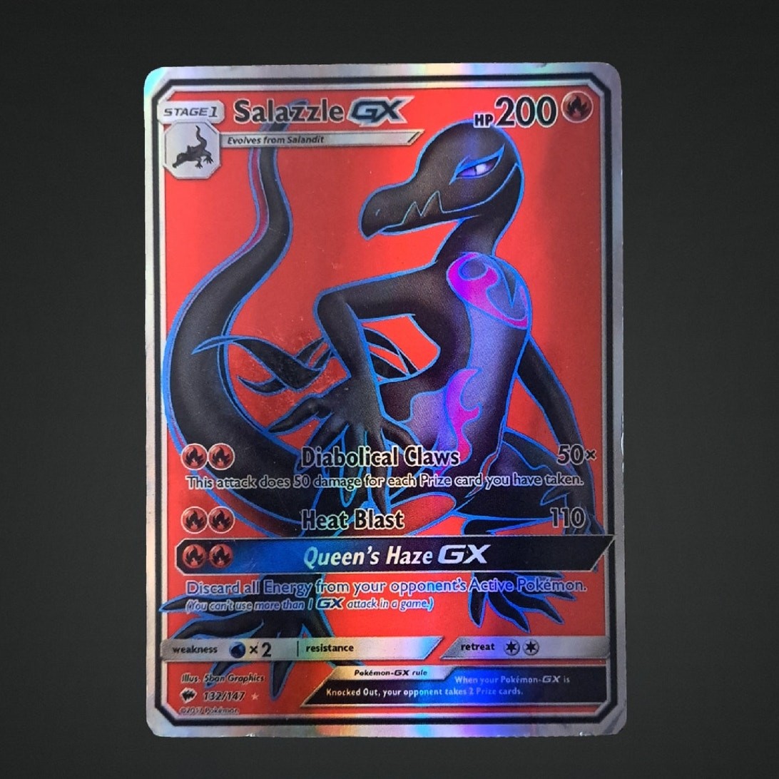 2017 Pokemon Burning Shadows Salazzle GX 132/147 Foil Trading Card & Top Loader