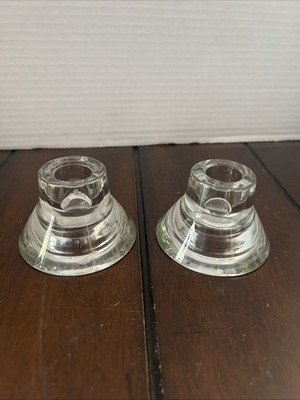 IKEA Reversible Glass Candleholders By K&M Hagberg-Votive/Taper VTG Set Of 2
